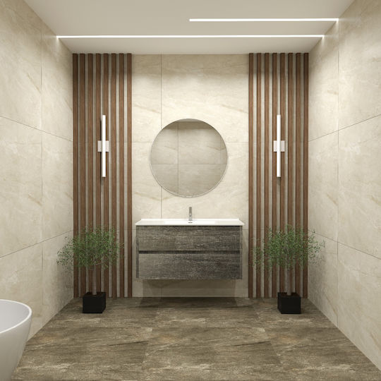 Bronze Art Στρογγυλός Καθρέπτης Μπάνιου Led Αφής από Μέταλλο 80x80cm Μπρονζέ