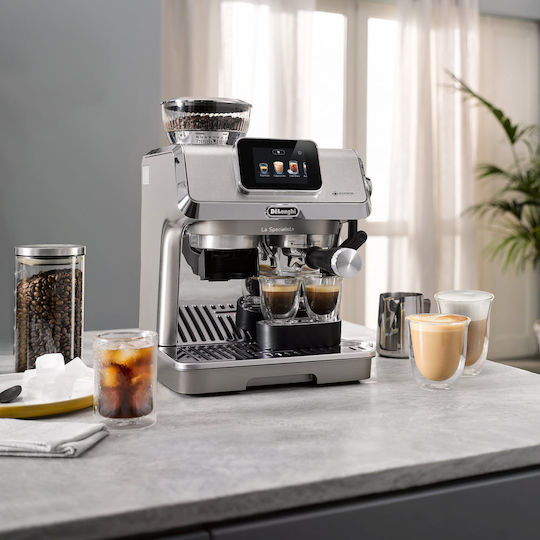 De'Longhi Automatic Espresso Machine Pressure 15bar with Grinder Silver EC9455.M