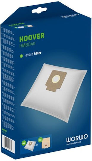 Worwo HMB04K Σακούλες Σκούπας 4τμχ Συμβατή με Σκούπα Hoover