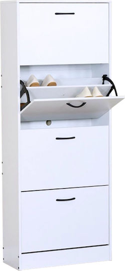 Wooden Shoe Organizer White 60x24x151.2cm