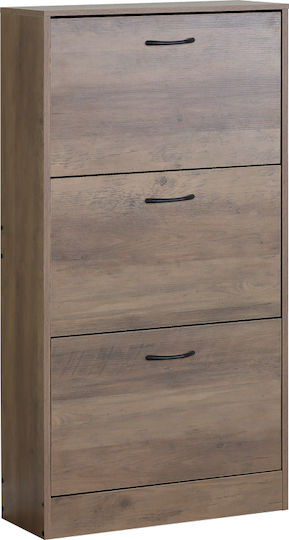 Wooden Shoe Organizer Zefiros 3 Doors Walnut 60x24x116cm MDF Melamine Wooden Shoe Organizer Zefiros 3 Doors Walnut 60x24x116cm MDF Melamine