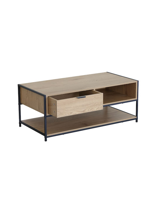 Rectangular Central Coffee Table Kouros-10040 Metal Sonoma Black W100xD50xH40cm