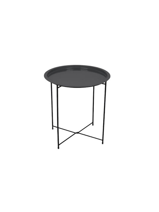 Auxiliary Table for Small Outdoor Spaces Polypropylene with Metal Frame Ranter Black 47x47x51cm