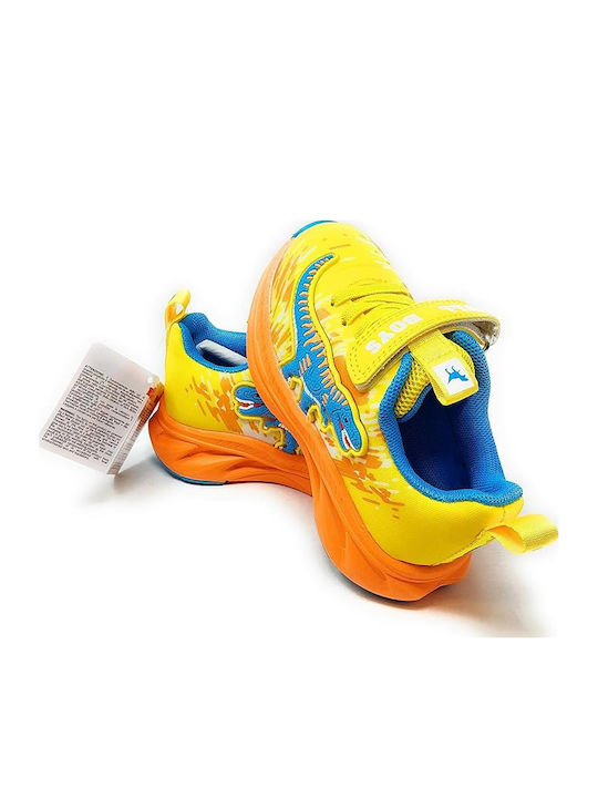 Παιδικά Sneakers με Σκρατς & Φωτάκια Κίτρινα