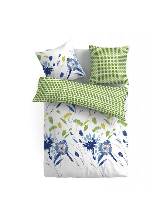 Vanora Set Husă de Pilotă Dublă cu 2 Fețe de Pernă & 1 Cearsaf 200x220 Micro Green