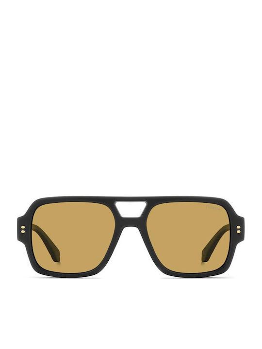 Polaroid Unisex Sunglasses With Black Horn-Rimmed Frame And Black Lens PLD6250/S/X 003/MU