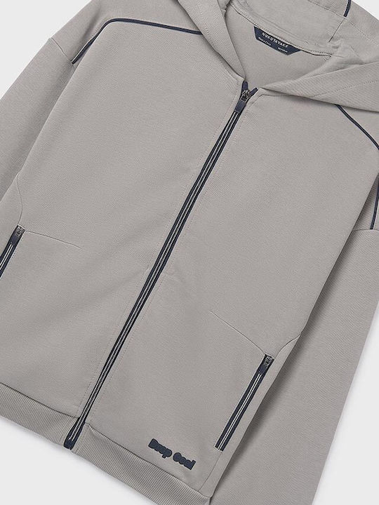 Kids Sweatshirt Cardigan With Hood And Pockets Grey