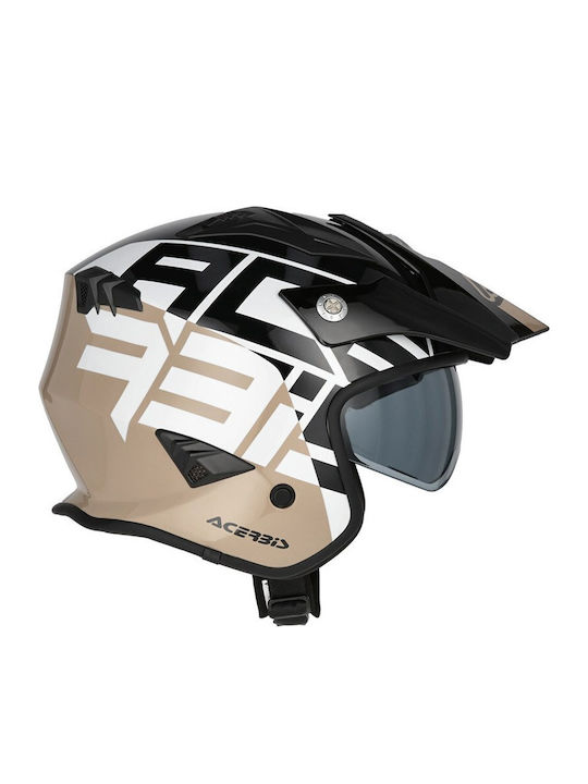 Acerbis Aria Black/Brown Motorradhelm Jet ECE 22.06 1200gr mit Sonnenblende