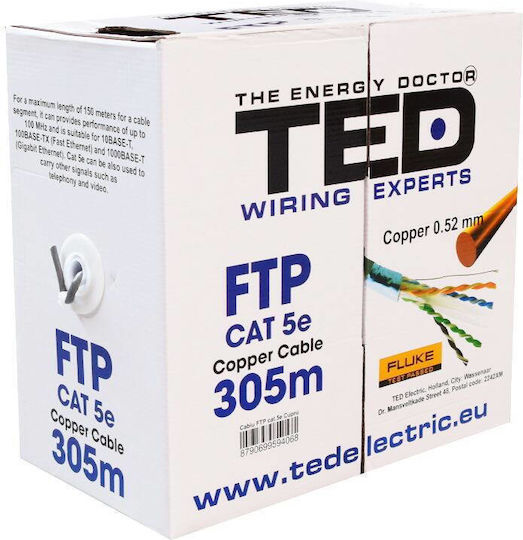 Ted Electric Accesoriu De Rețea Cablu Ftp Cat 5e Cupru 0.52mm 305m Ectr