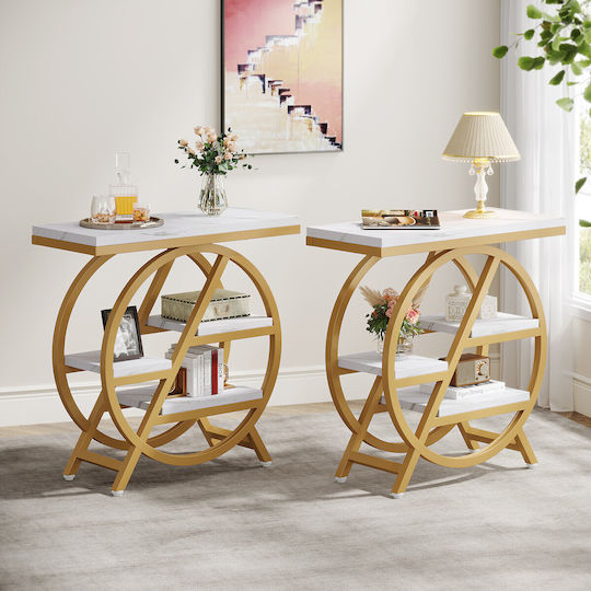 Consolă Metalică cu Suprafață din Marmură Marble Effect/gold L65xL30xH66.5buc
