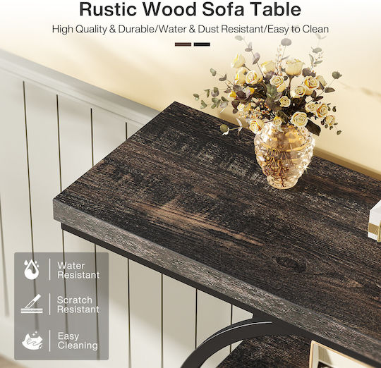 Κονσόλα από Μασίφ Ξύλο & Μέταλλο Wenge/black Μ105xΠ30xΥ80εκ.