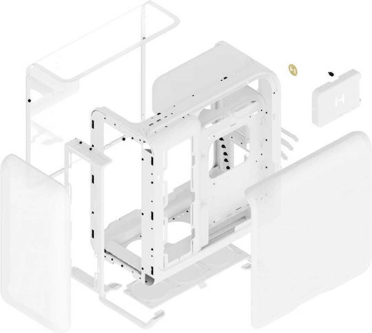 HYTE X50 Геймърско Midi Tower Компютърна Кутия със Страничен Прозорец Снежнобяла