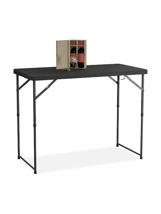 Masa Din Plastic Pentru Camera De Zi Exterior Pliabilă Cu Ramă Metalică Neagră 120x60x53cm