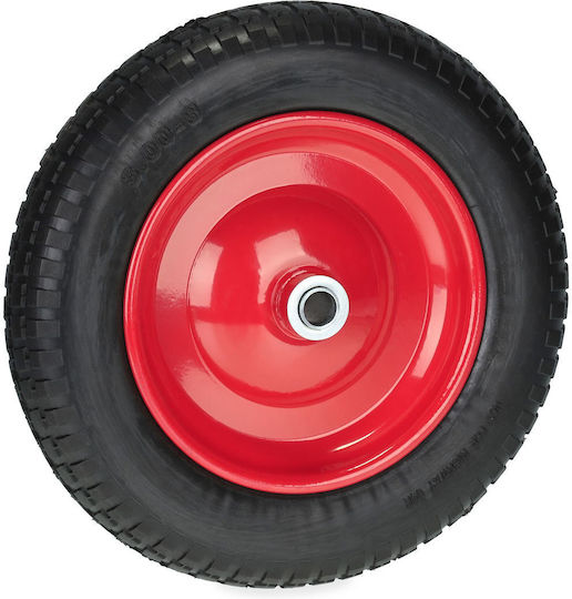 Relaxdays Wheelbarrow Wheel 3.00-8 Red Black Solid Rubber Puncture Resistant