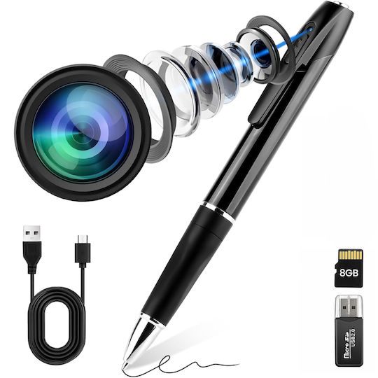 Cameră Ascunsă Full Hd WiFi Stilou 1080p cu Slot pentru Card de Memorie
