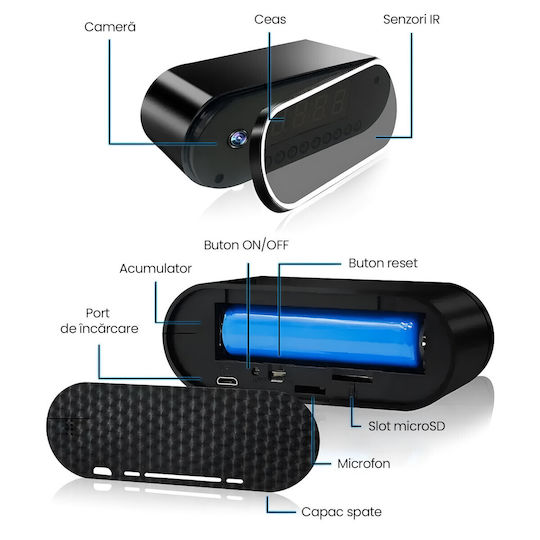 Cameră Ascunsă Watch WiFi Ceas 1080p cu Slot pentru Card de Memorie