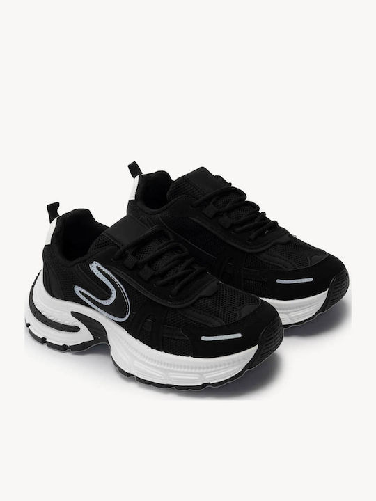 Μαύρα Sneakers Mesh Κατασκευή Κ Ανάγλυφη Chunky Σόλα