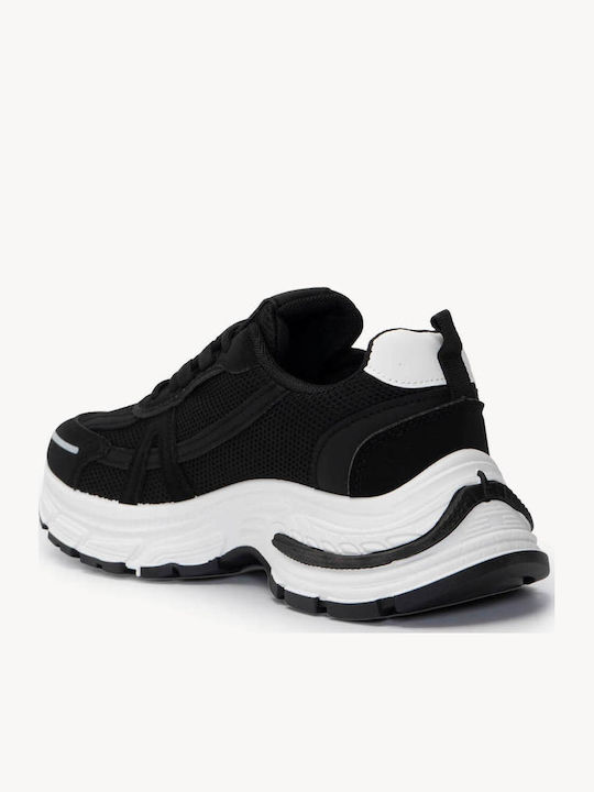 Μαύρα Sneakers Mesh Κατασκευή Κ Ανάγλυφη Chunky Σόλα