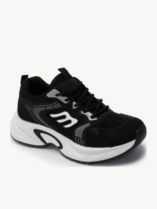 Schwarze Sneakers Mesh Chunky Sohle