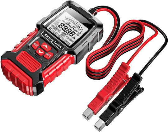 Foxsur Fbt-300 Tester Inteligent de Baterii 12v/24v Mașini Motociclete Ecran Lcd 2.7" Compatibil Vrla Gel Agm Efb Std Baterii Negru Roșu