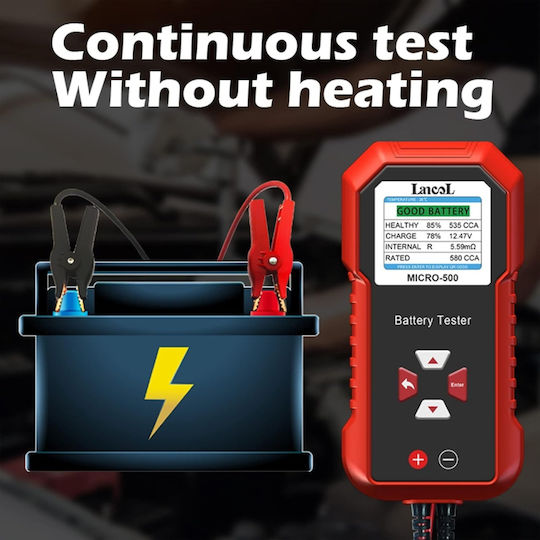 Lancol Micro-500 Tester Baterie Auto Verificare Rapidă 12v Compatibil Plumb-acid Lifepo4 Agm Gel Efb Rezultate Prin Cod Qr