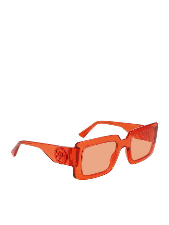 Longchamp Women's Sunglasses with Orange Plastic Frame and Red Lens