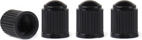 Set 4 Black Plastic Valve Caps