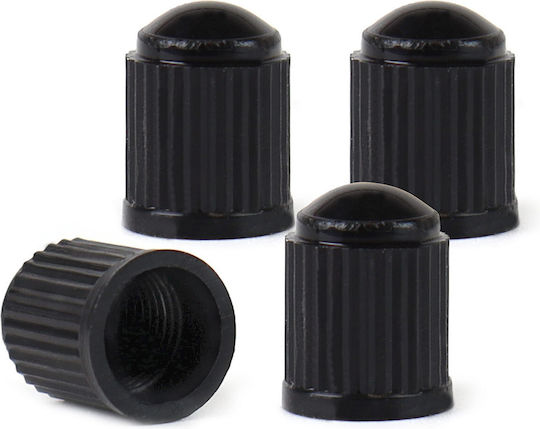 Set 4 Black Plastic Valve Caps