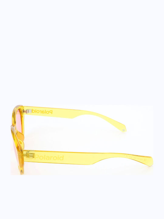 Polaroid Women's Sunglasses with Yellow Plastic Frame and Pink Polarized Lens PLD6051/G/S YEL/LO