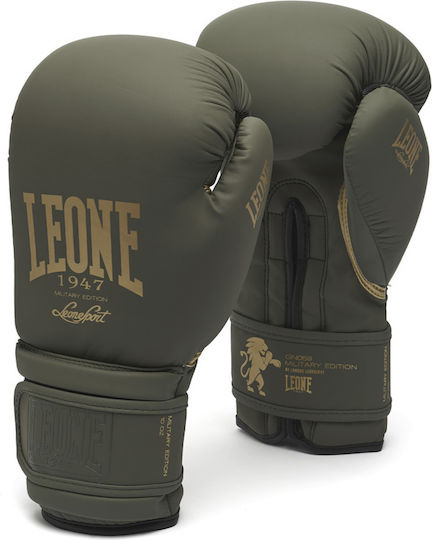Leone Military Edition Боксови Ръкавици от Синтетична Кожа за Състезание Зелени