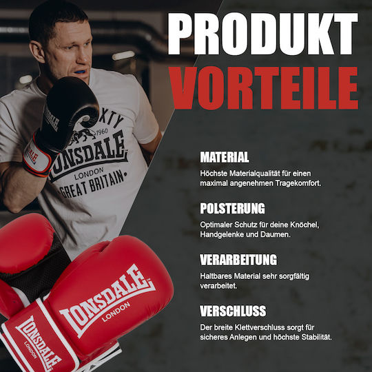 Lonsdale Ashdon Γάντια Πυγμαχίας από Συνθετικό Δέρμα για Αγώνα Μαύρα