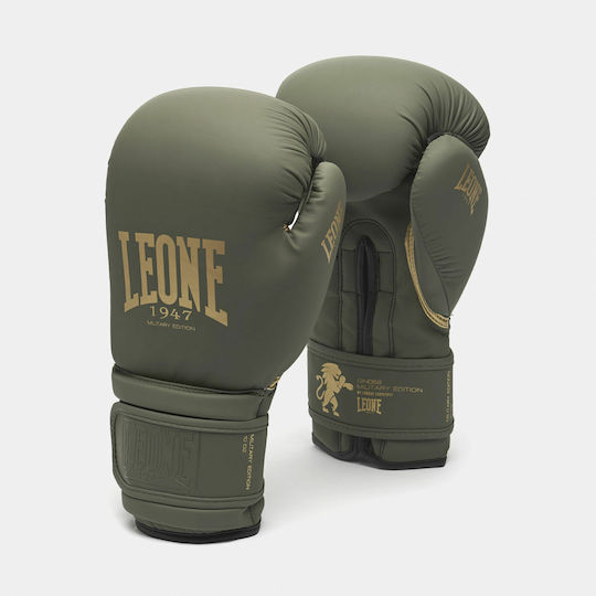 Leone Military Edition Боксови Ръкавици от Синтетична Кожа за Състезание Зелени
