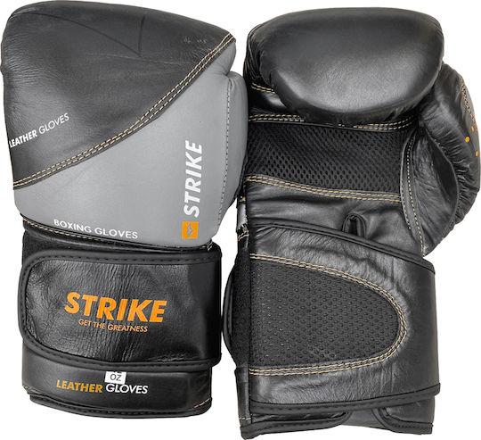 eBoxing Premium Strike Boxing Gloves Leather for Match Gray