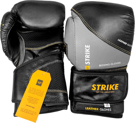 eBoxing Premium Strike Boxing Gloves Leather for Match Gray