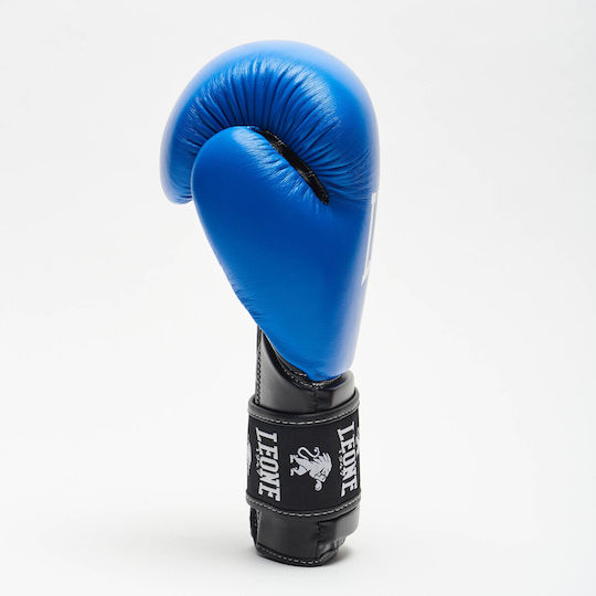 Leone Ambassador Boxing Gloves made of Synthetic Leather for Match Blue
