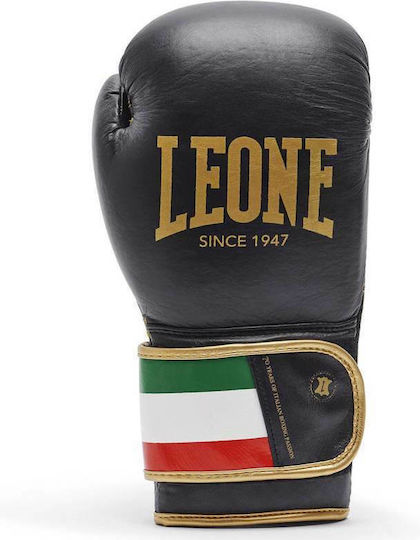 Leone Italy '47 Δερμάτινα Γάντια Πυγμαχίας για Αγώνα Μαύρα