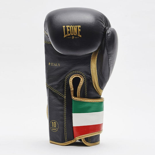 Leone Italy '47 Δερμάτινα Γάντια Πυγμαχίας για Αγώνα Μαύρα