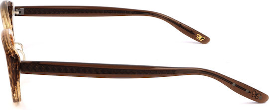 Bottega Veneta Women's Acetate Butterfly Brown Prescription Eyeglass Frames