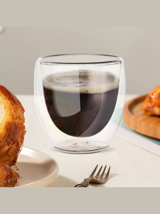 Cheffinger Pair 250ml Double-wall Coffee Glasses Floating Effect Transparent