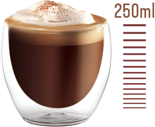 Cheffinger Pair 250ml Double-wall Coffee Glasses Floating Effect Transparent
