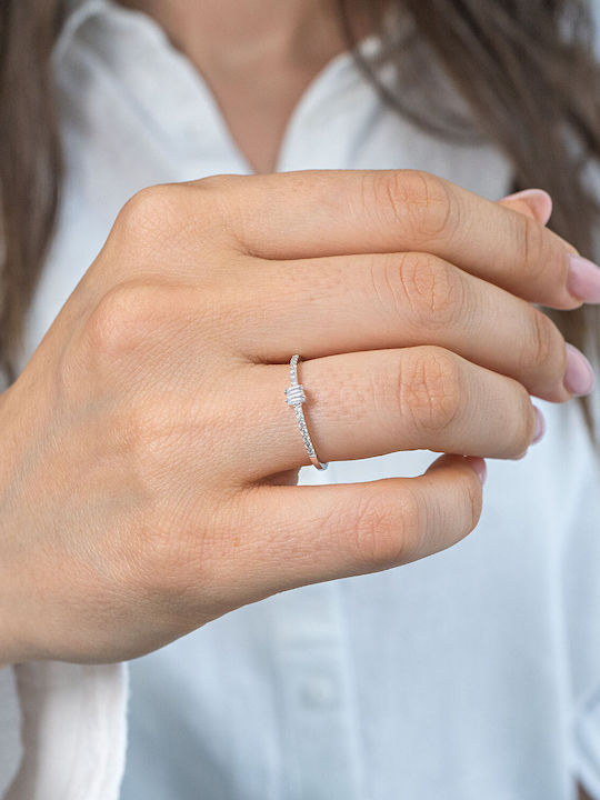 Diamond Group Μονόπετρο από Λευκόχρυσο 14K Diamond Group Μονόπετρο από Λευκόχρυσο 14K
