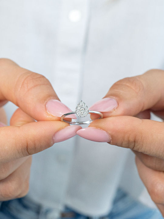 Diamond Group Μονόπετρο από Λευκόχρυσο 18Κ με Διαμάντι