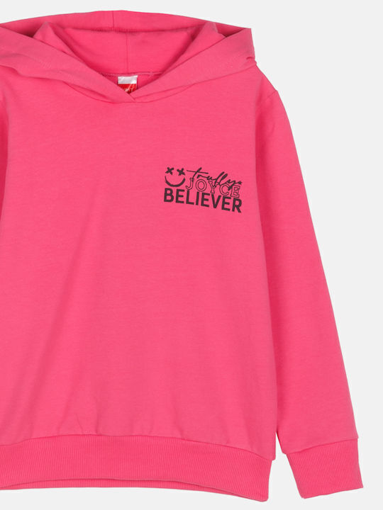 Kids Sweatshirt with Hood and Pockets Fuchsia Believe