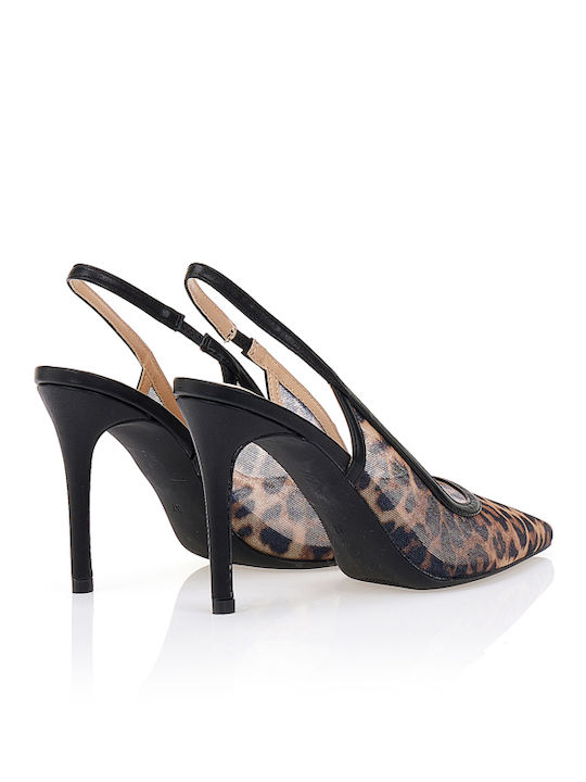 Μυτερές Γόβες με Ψηλό Τακούνι Animal Print Μαύρες