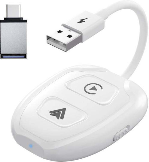Wireless Adapter Tht-020-9-1 Apple Carplay Android Auto Usb-type-c Dongle 5g Wifi Bluetooth Automatic Connection White
