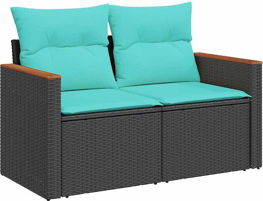 vidaXL Garten- und Outdoor-Möbelsets Wohnzimmer Typsatz 11 Stück Schwarz mit Kissen