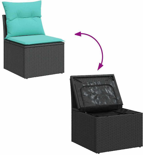 vidaXL Garten- und Outdoor-Möbelsets Wohnzimmer Typsatz 11 Stück Schwarz mit Kissen