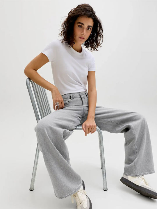 High Waist Women's Jean Trousers in Slim Fit Gray