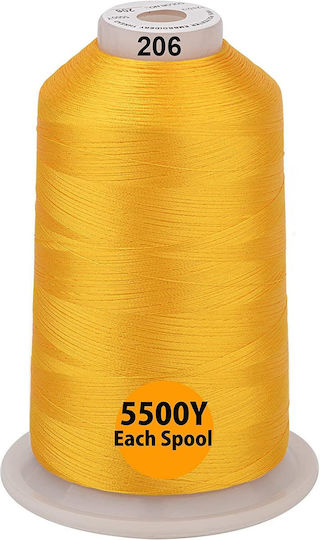 Embroidery Thread Set 3 Spools 5000 M Shades Yellow