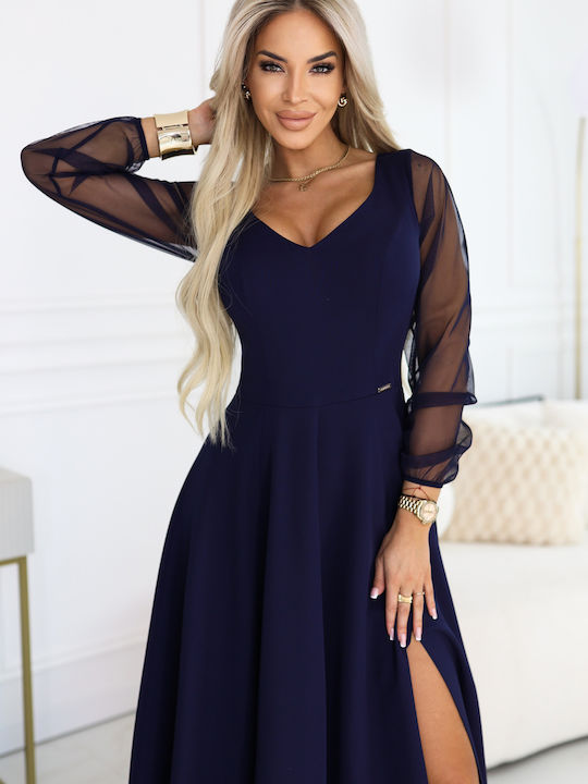 Maxi Φόρεμα για Γάμο / Βάπτιση με Τούλι Navy Blue